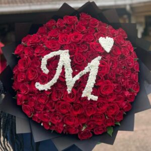 Luxury Red Roses Bouquet With Personalised Design