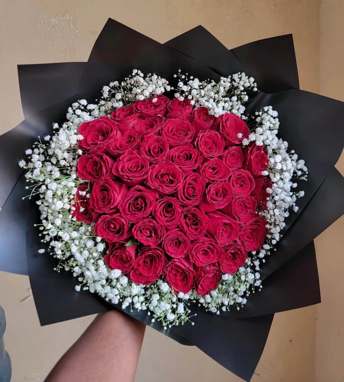 Luxury Red Roses Bouquet with Baby’s Breath - Image 2